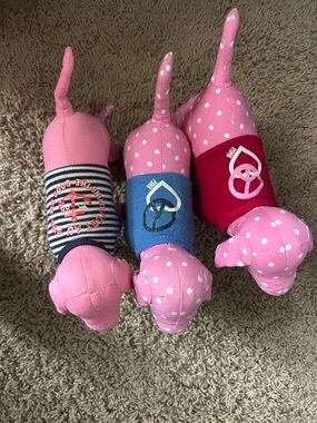 PINK Victoria's Secret Pink & Polka Dot Plush Dachshund Trio